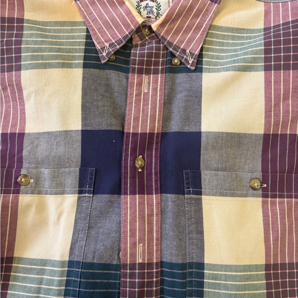Vintage Sears and Roebuck Cotton Plaid Multicolor Men's Shirt Size XL